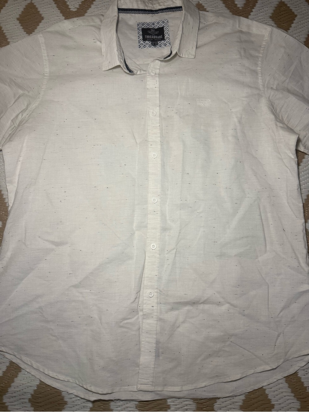 Threadbare Denim Corps Men's 2XL Solid White Short Sleeve Button-Up Shirt